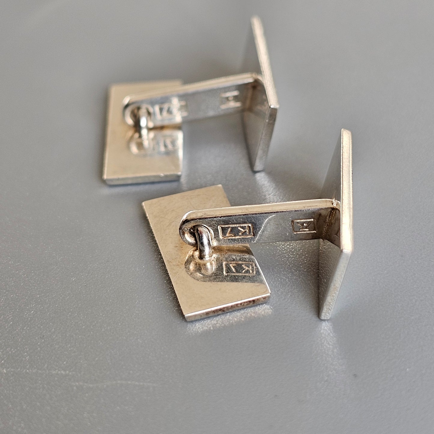 Vintage 1960s Mid-Century Modern Finnish Silver Cufflinks by Elis Kauppi Kupittaan Kulta 1963