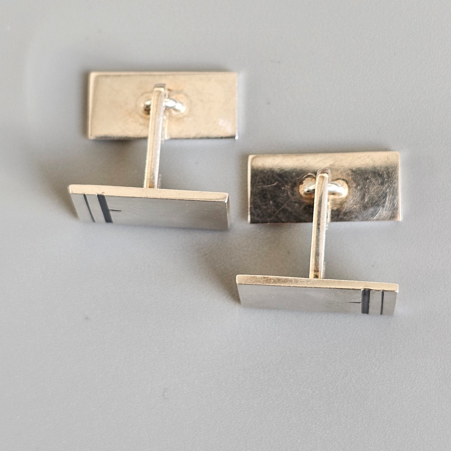 Vintage 1960s Mid-Century Modern Finnish Silver Cufflinks by Elis Kauppi Kupittaan Kulta 1963