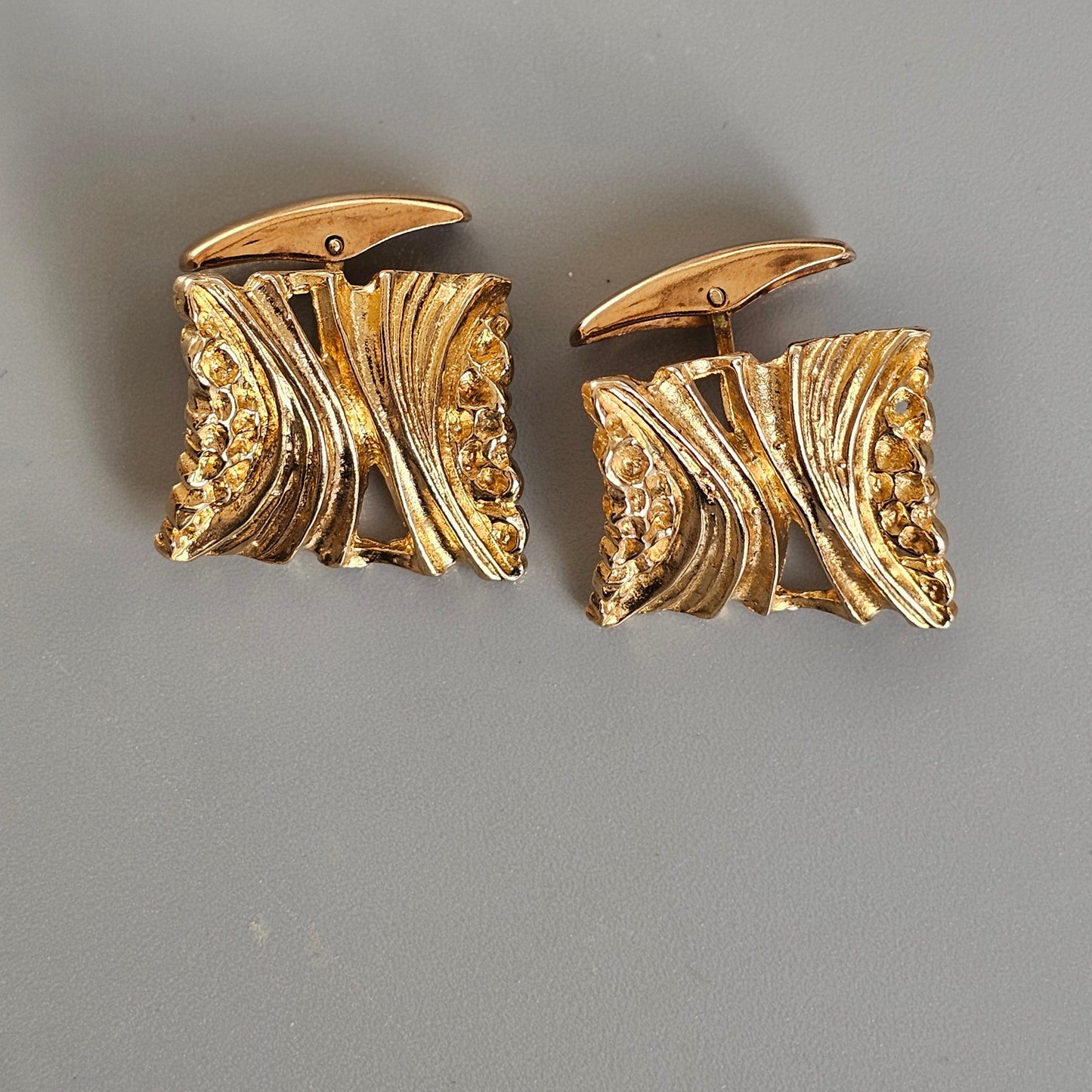 Vintage Modernist Brutalist Style Bronze Cufflinks