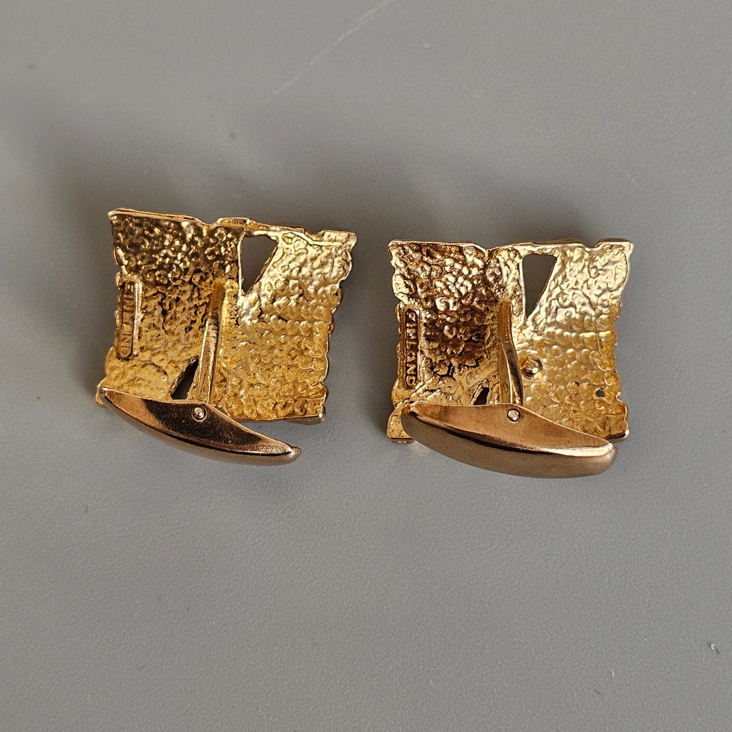 Vintage Modernist Brutalist Style Bronze Cufflinks