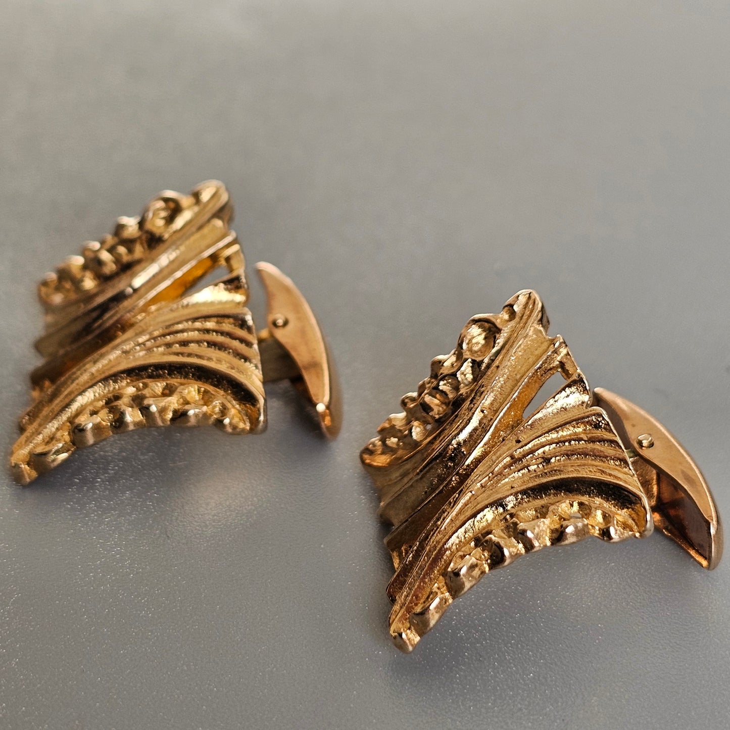 Vintage Modernist Brutalist Style Bronze Cufflinks