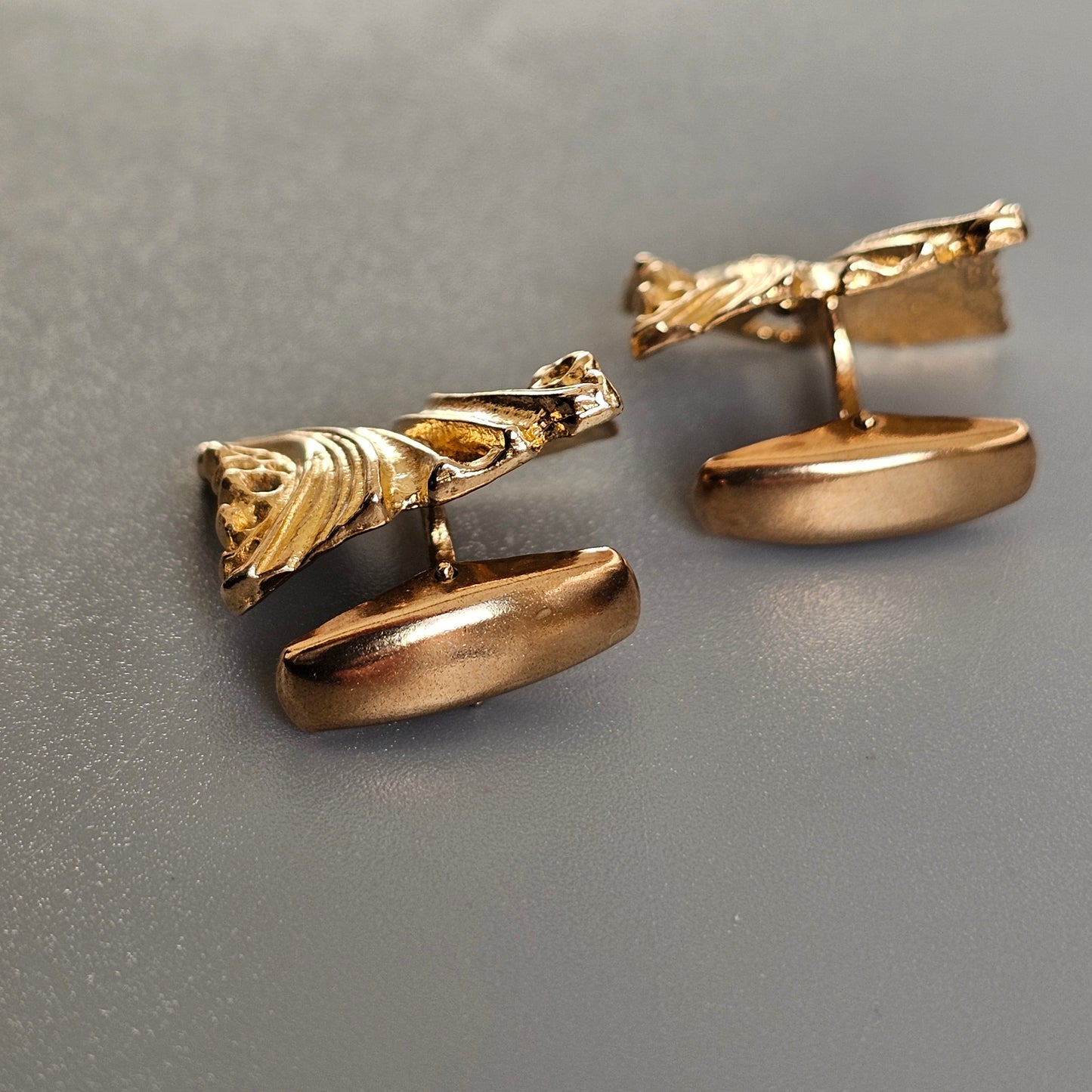 Vintage Modernist Brutalist Style Bronze Cufflinks