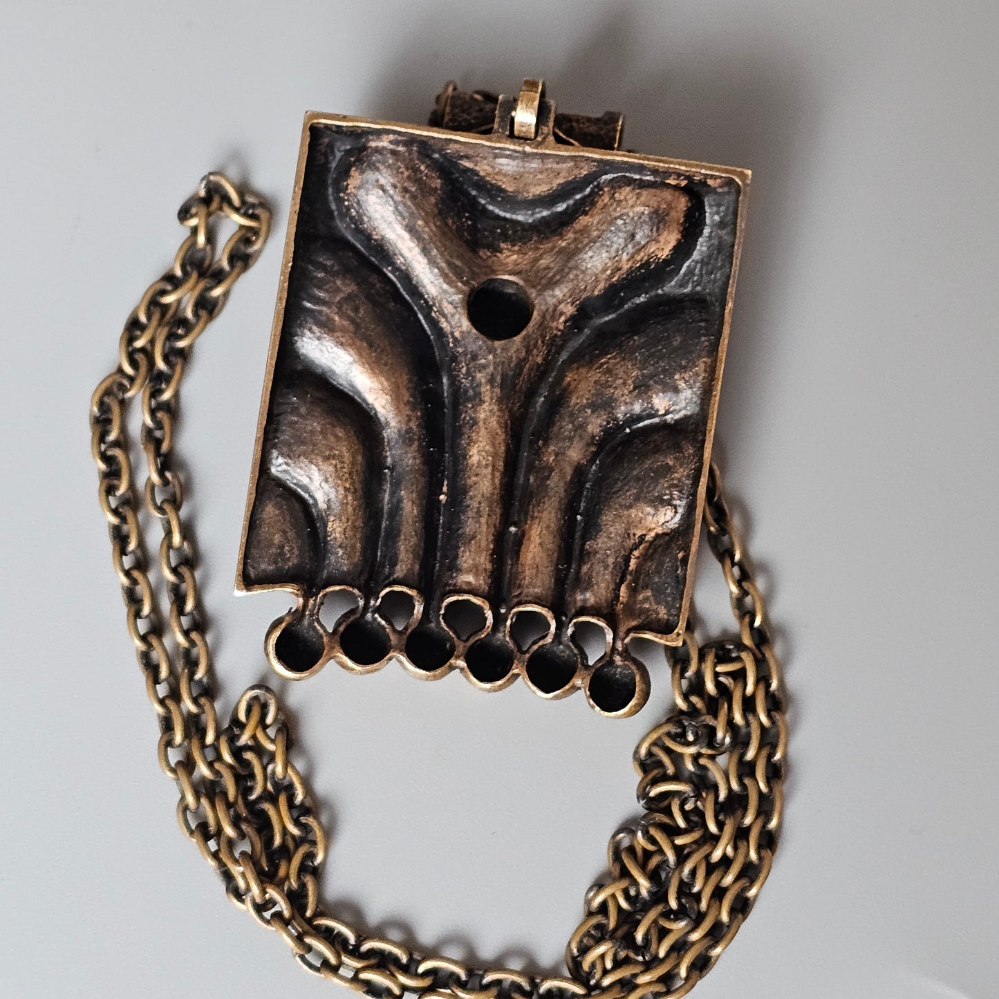 1960s Bronze Modernist Brutalist Finnish Designer Statement Necklace