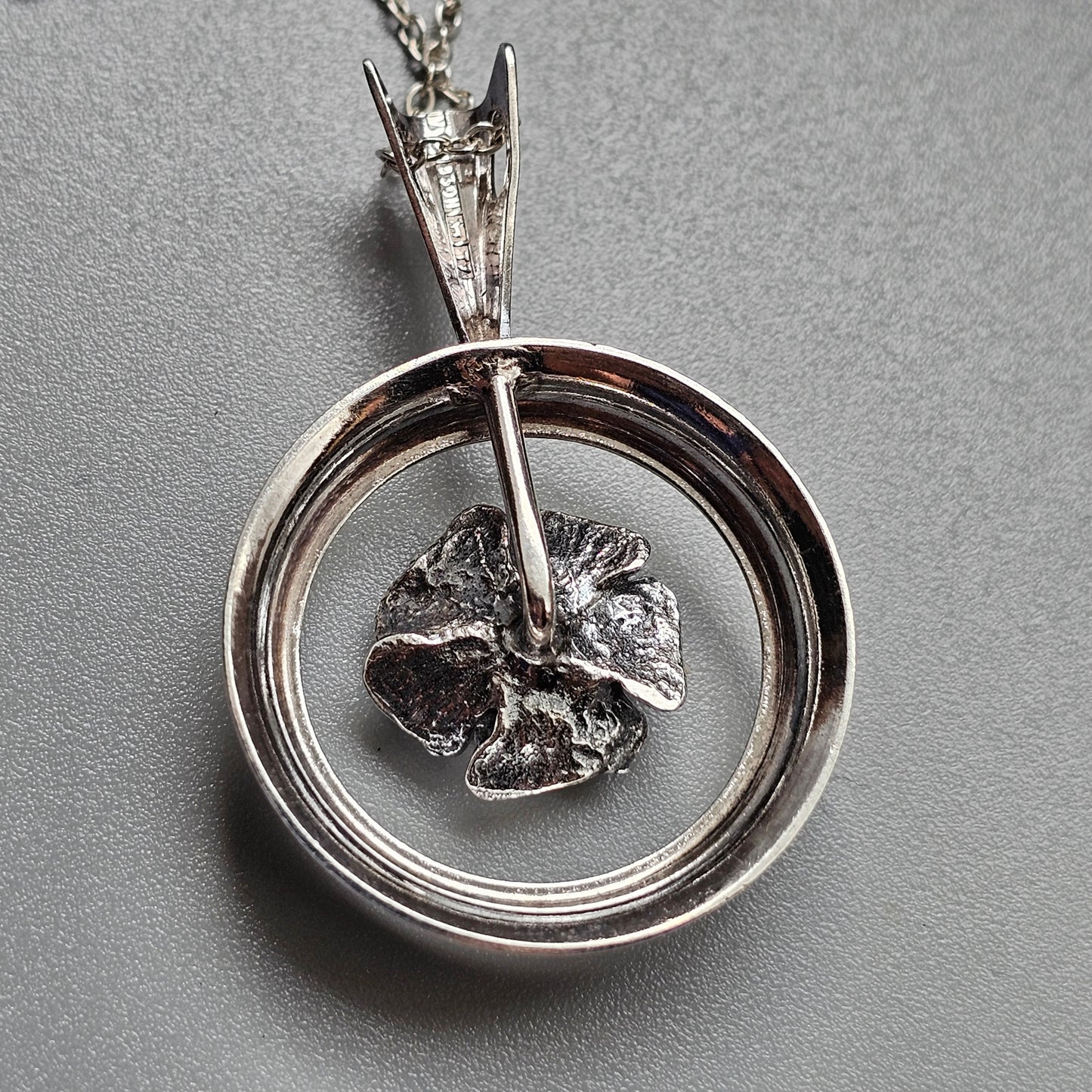 Vintage 1970s Finnish Modernist Silver Rose Necklace Pendant by Martti Viikinniemi 1972