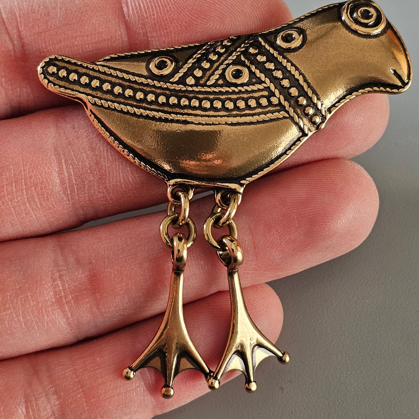 Finnish Kalevala Koru 11th Century Middle Ages Style Bird of Hattula Bronze Brooch