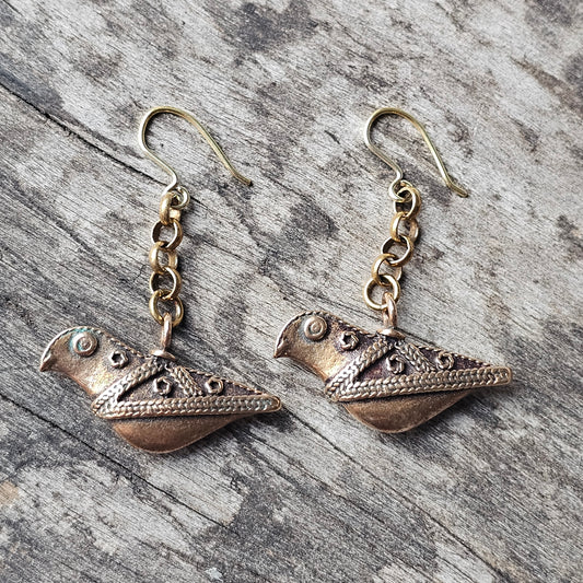 Kalevala Koru Hattulan Lintu Bird of Hattula Bronze Earrings