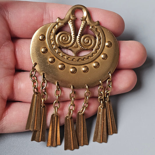 Large Kalevala Koru Moon Goddess Bronze Brooch by Germund Paaer Vintage Kuutar