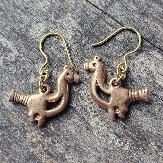 Kalevala Koru Lintunen Bird Viking Style Bronze Earrings