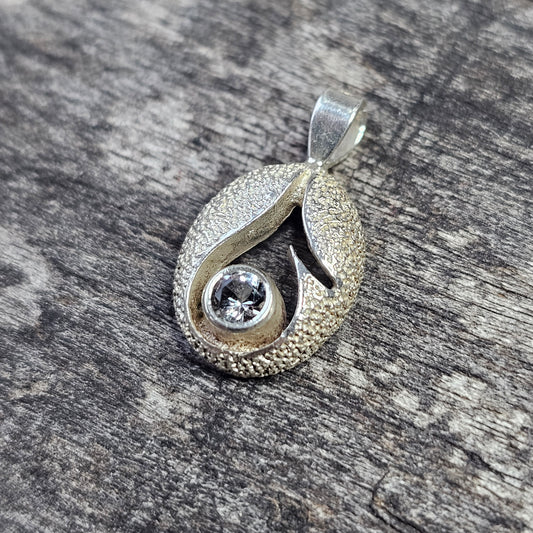 Small Silver & Rock Crystal Necklace Pendant by Finnish Finnfeelings