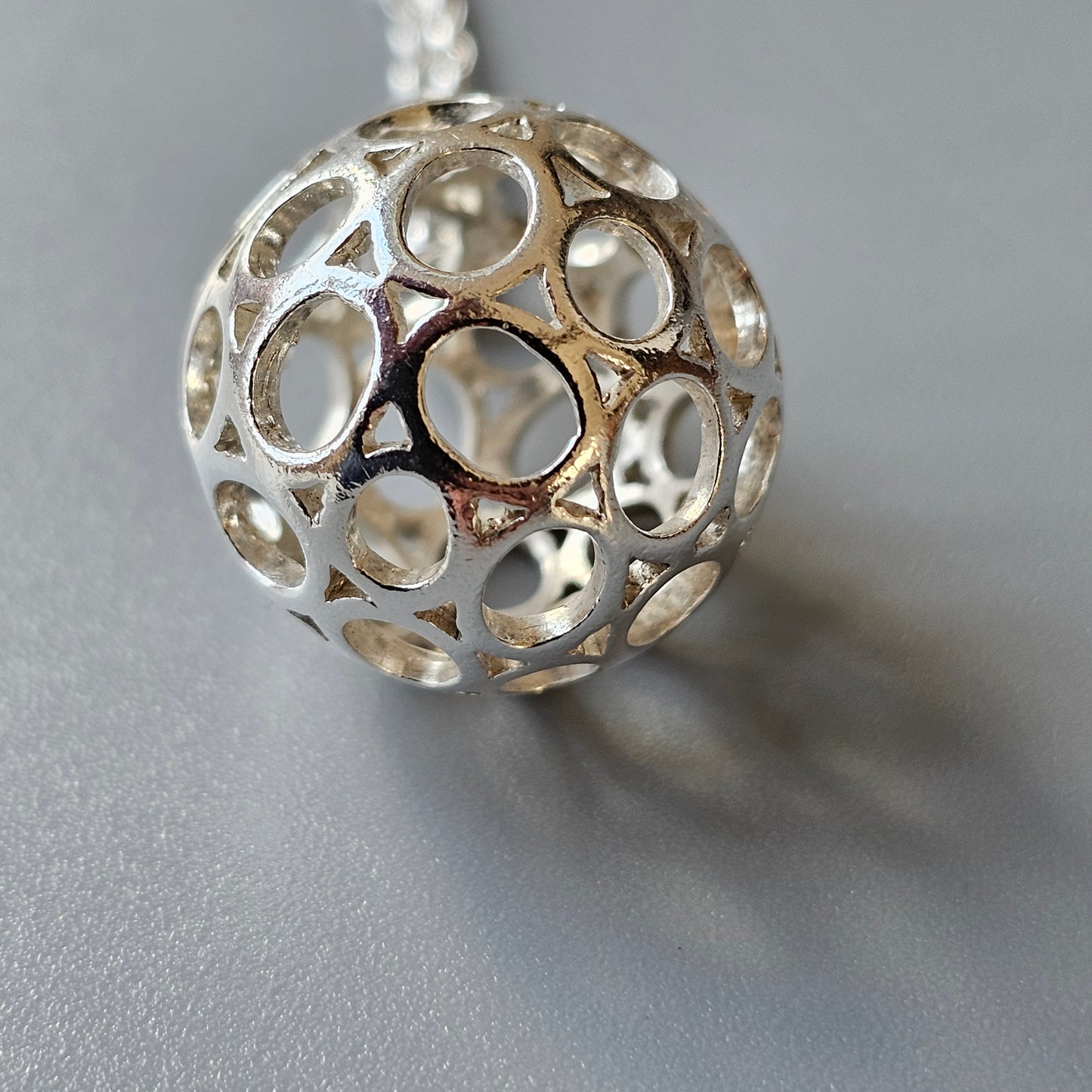 Finnish Modernist Sterling Silver Ball Necklace Pendant