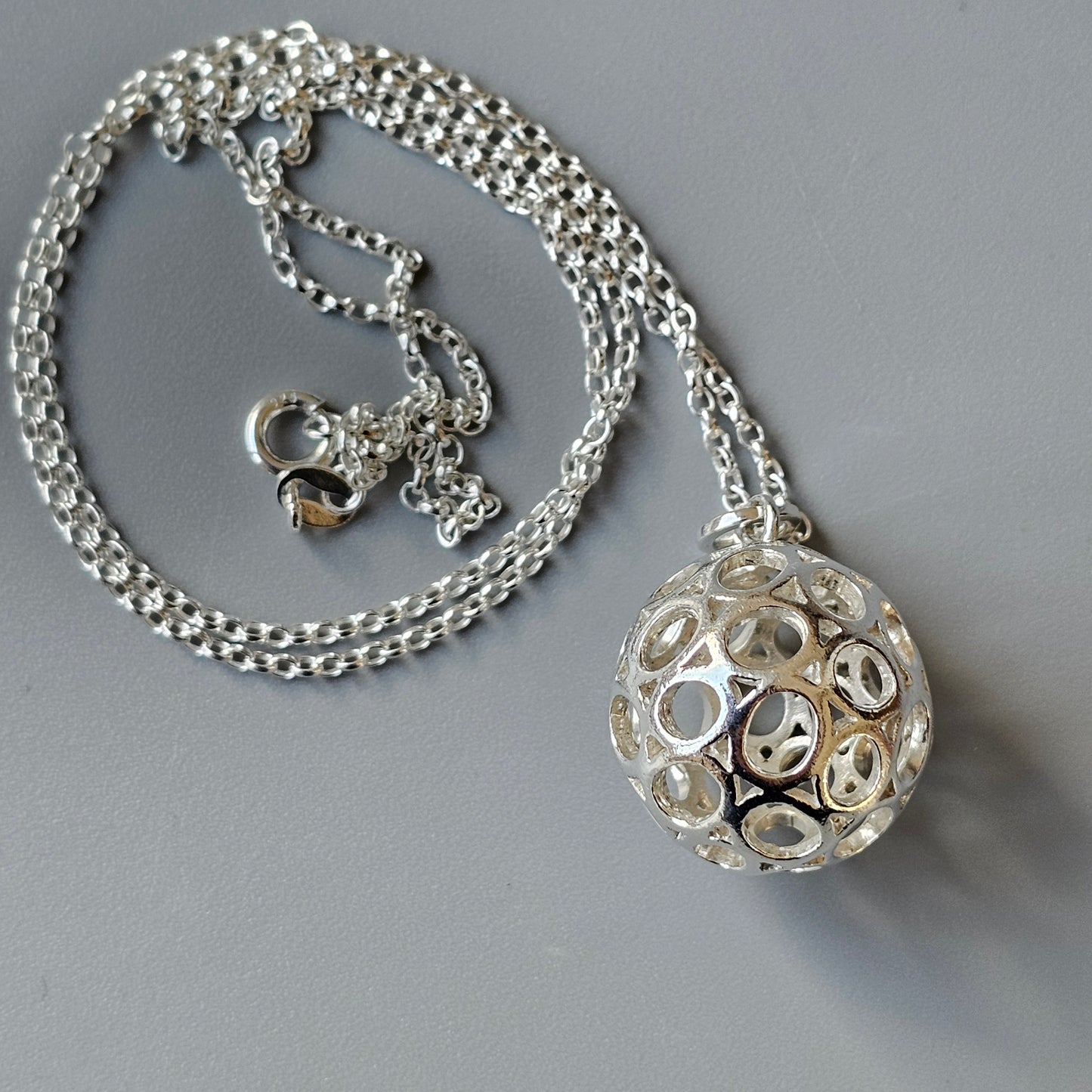 Finnish Modernist Sterling Silver Ball Necklace Pendant