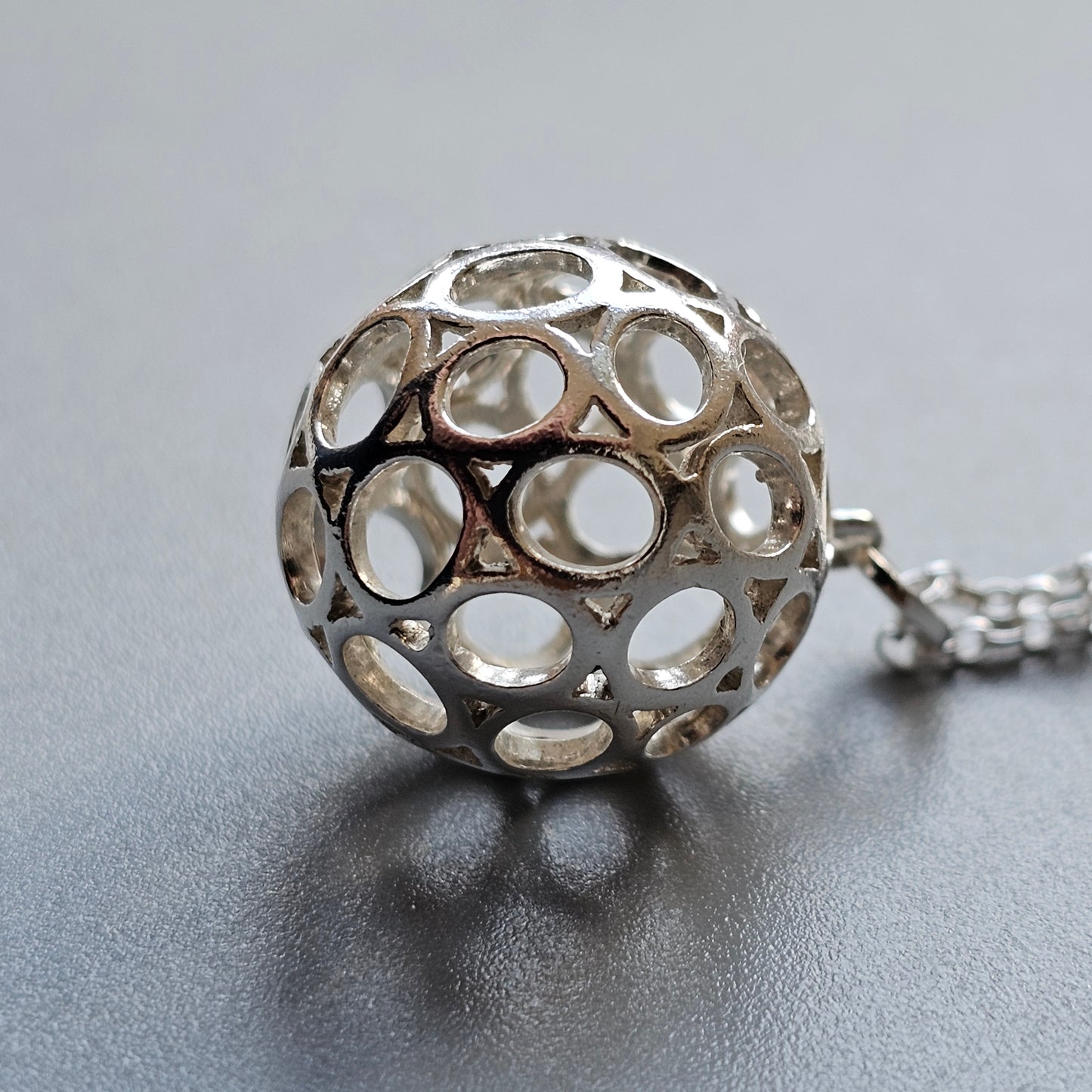 Finnish Modernist Sterling Silver Ball Necklace Pendant