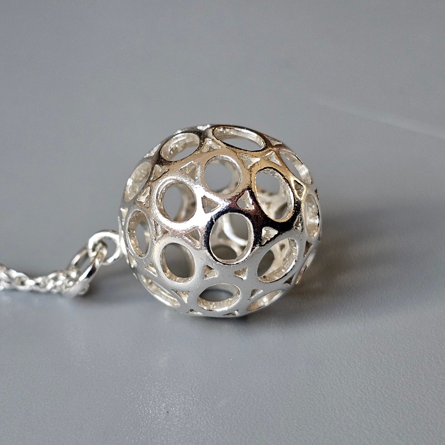 Finnish Modernist Sterling Silver Ball Necklace Pendant