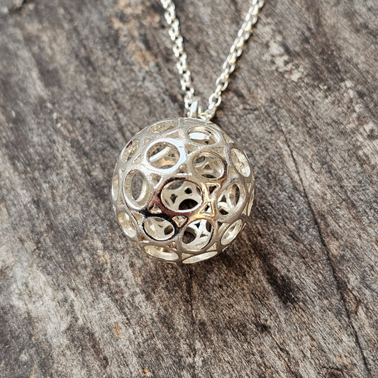 Finnish Modernist Sterling Silver Ball Necklace Pendant