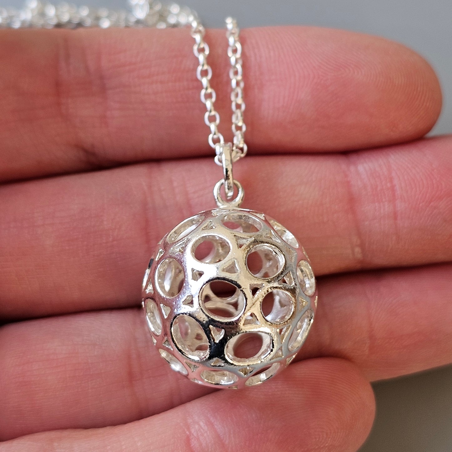 Finnish Modernist Sterling Silver Ball Necklace Pendant