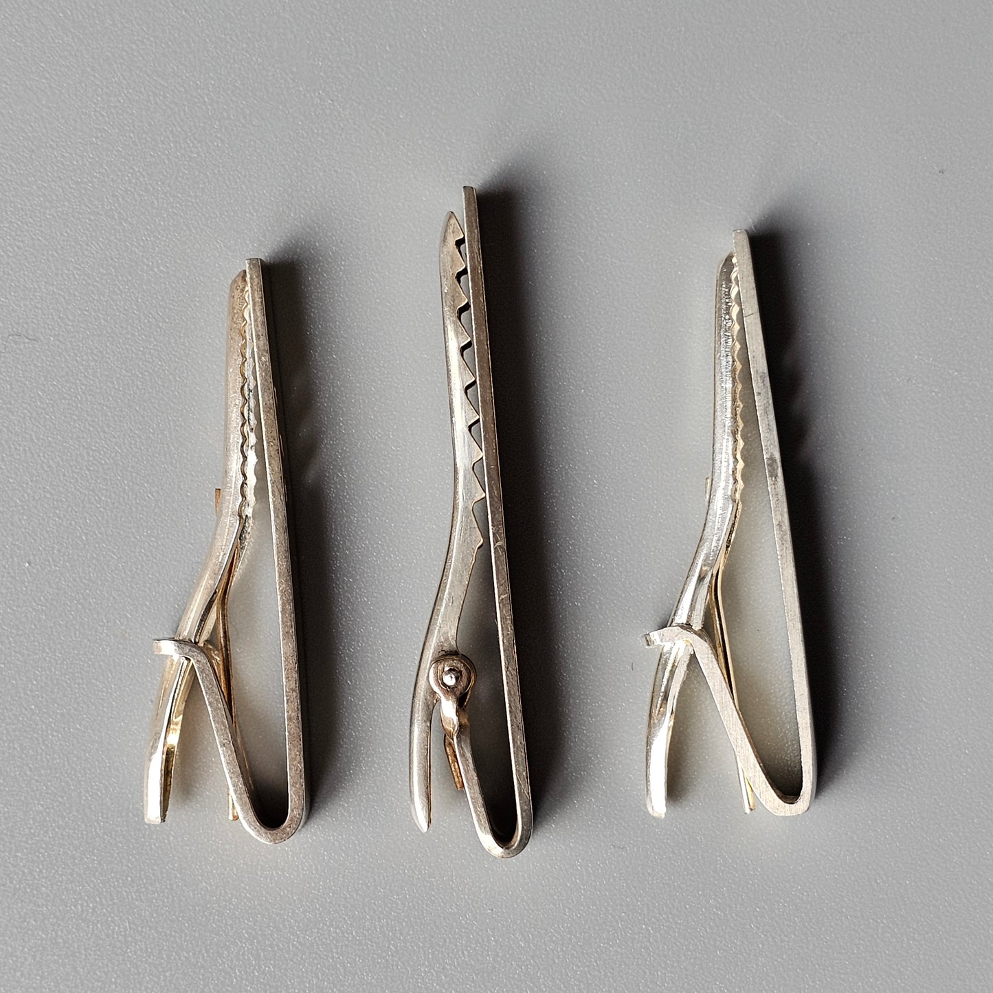 Vintage 1950s 1960s Modernist Finnish Silver Tie Clips