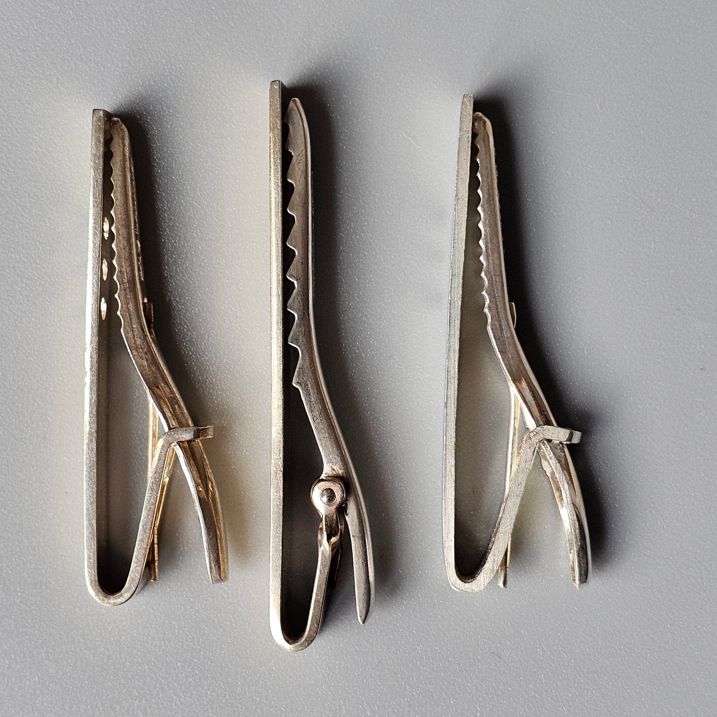 Vintage 1950s 1960s Modernist Finnish Silver Tie Clips