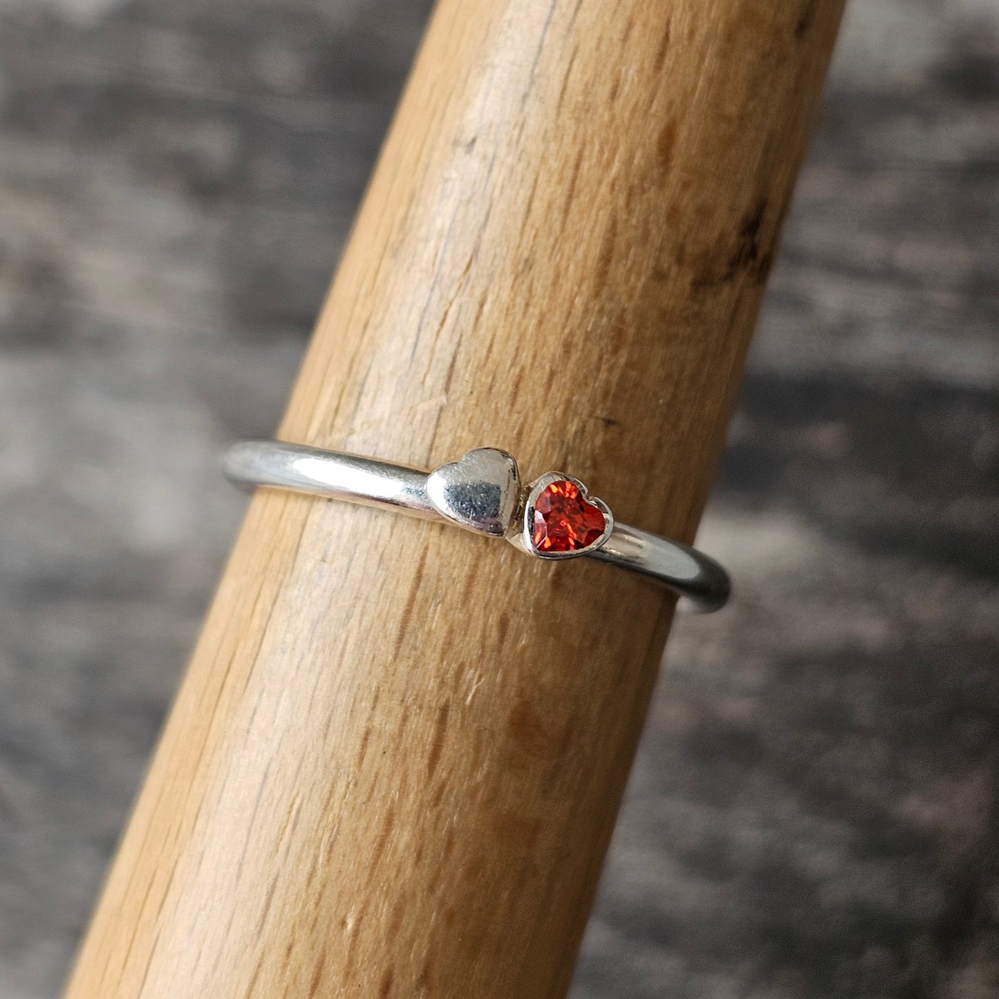 Hans Henrik Nygaard Danish 925 Sterling Silver Stacking Ring HHN Red Heart