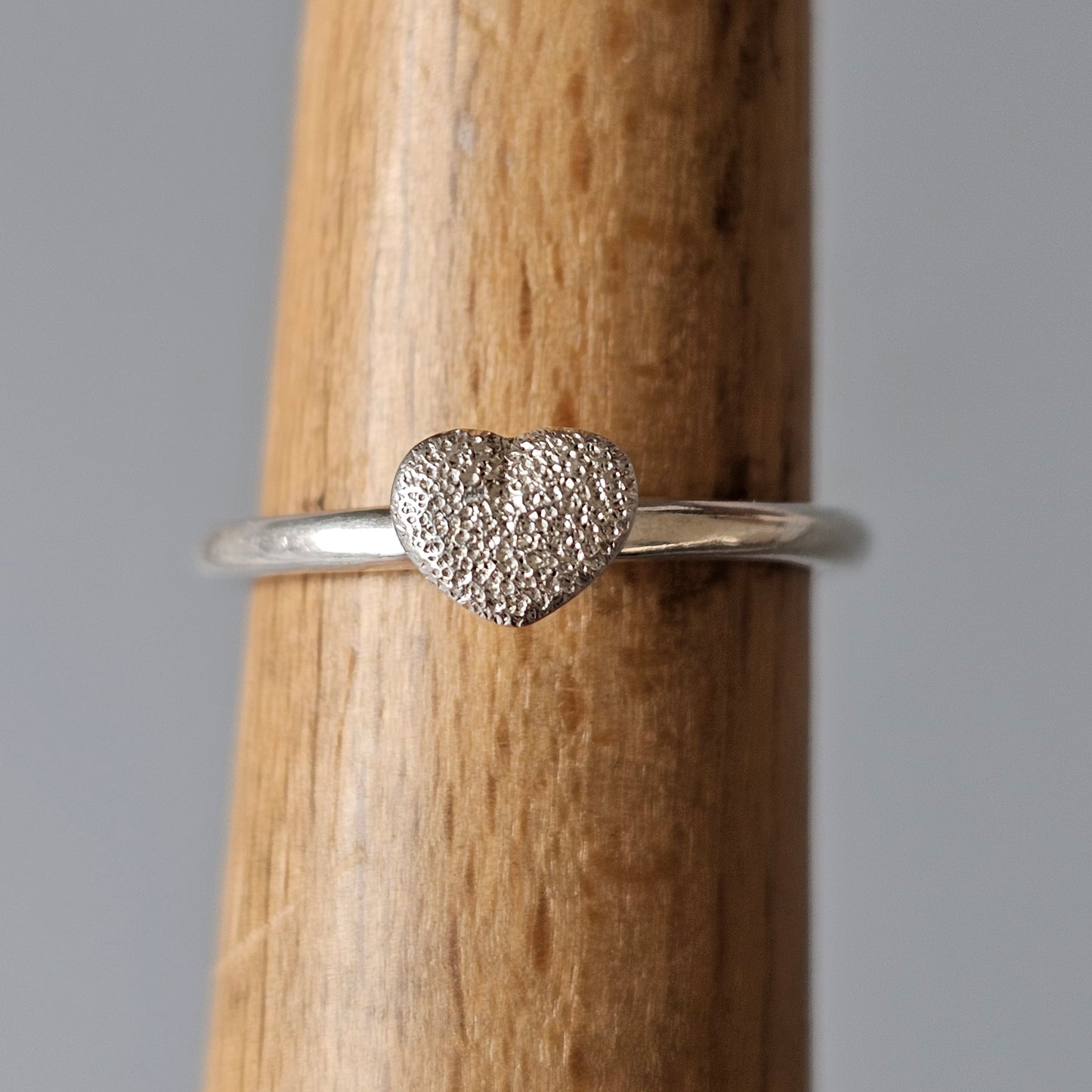 Hans Henrik Nygaard Danish 925 Sterling Silver Stacking Ring HHN Frosted Heart