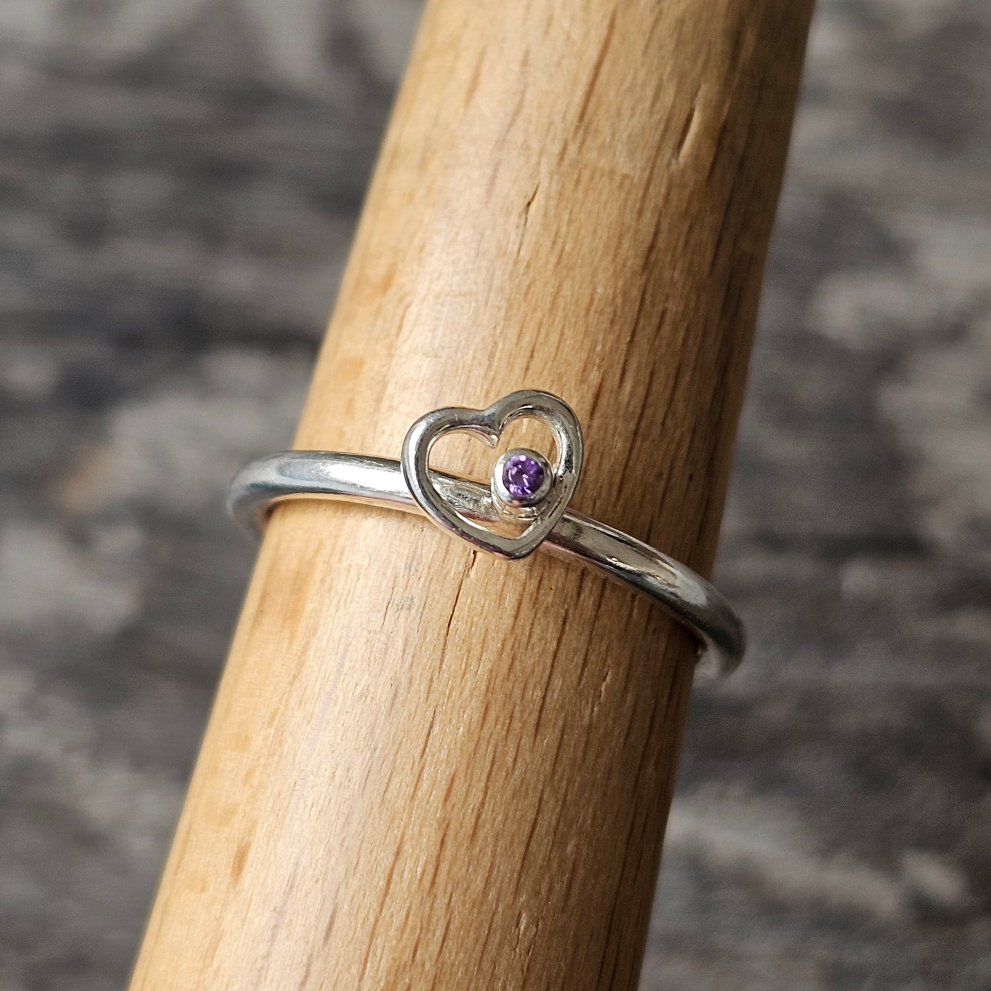 Hans Henrik Nygaard Danish 925 Sterling Silver Stacking Ring HHN Purple Heart