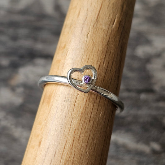 Hans Henrik Nygaard Danish 925 Sterling Silver Stacking Ring HHN Purple Heart