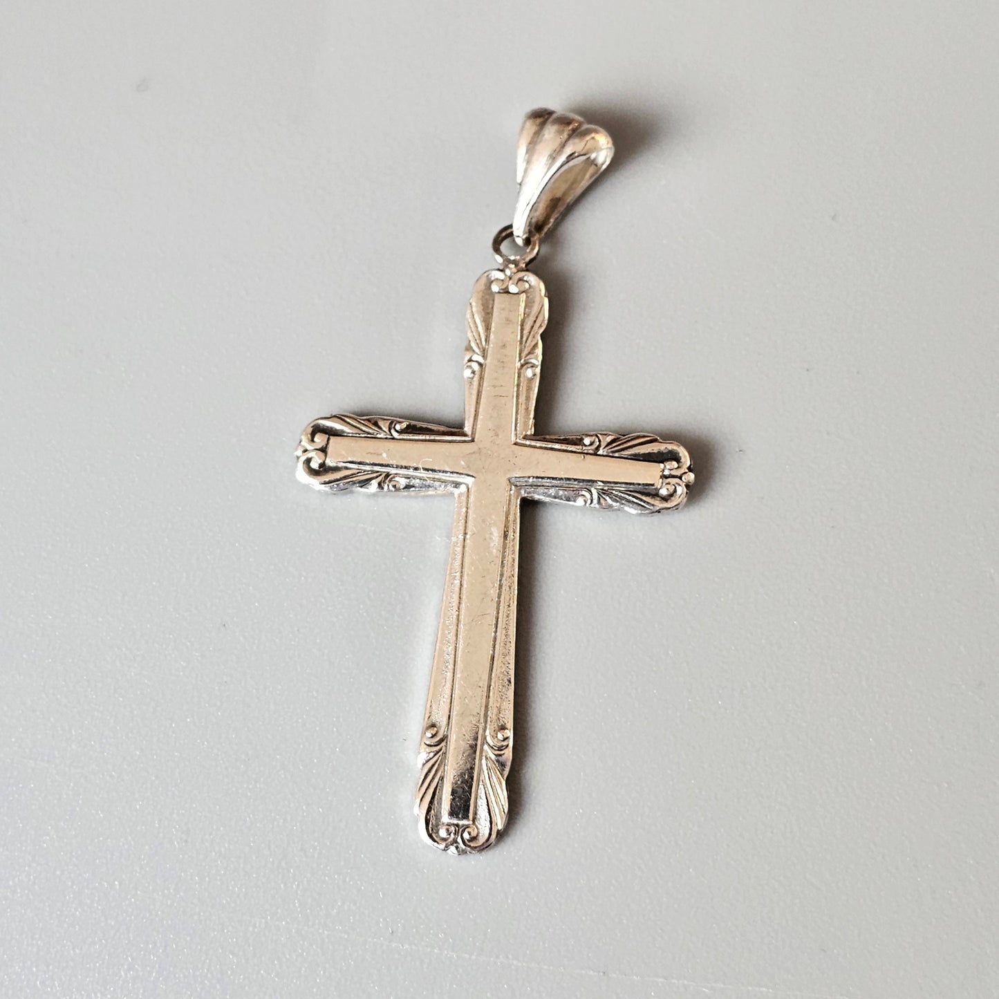 1950s Vintage Swedish Ornate Scandinavian Silver Cross 1952