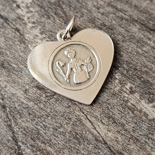 Vintage Nordic 830 Silver Heart Virgo Horoscope Necklace Pendant