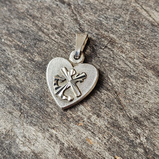 80s Vintage Finnish Sterling Silver Love Hope & Faith Necklace Pendant