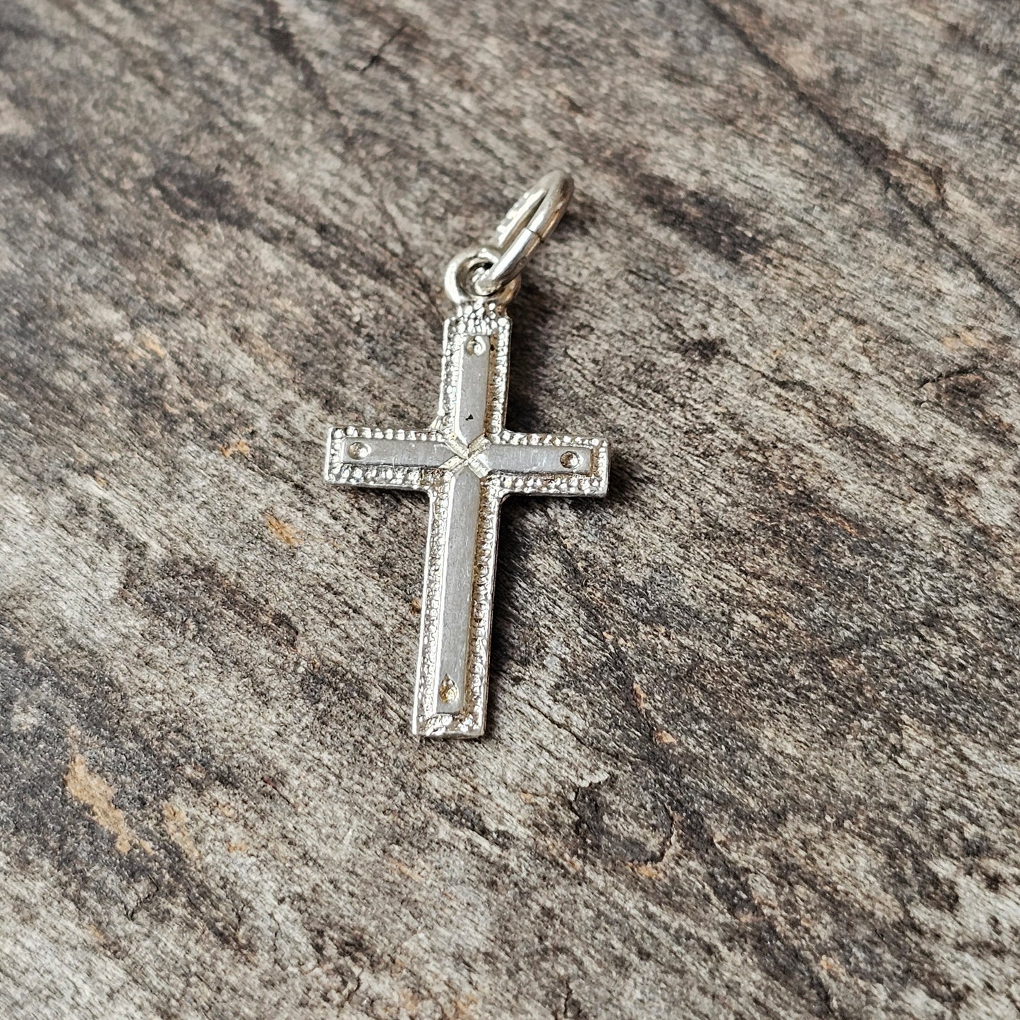 Vintage Finnish Modernist Style 830 Silver Cross Charm Necklace Pendant by Turkukorut Aulin