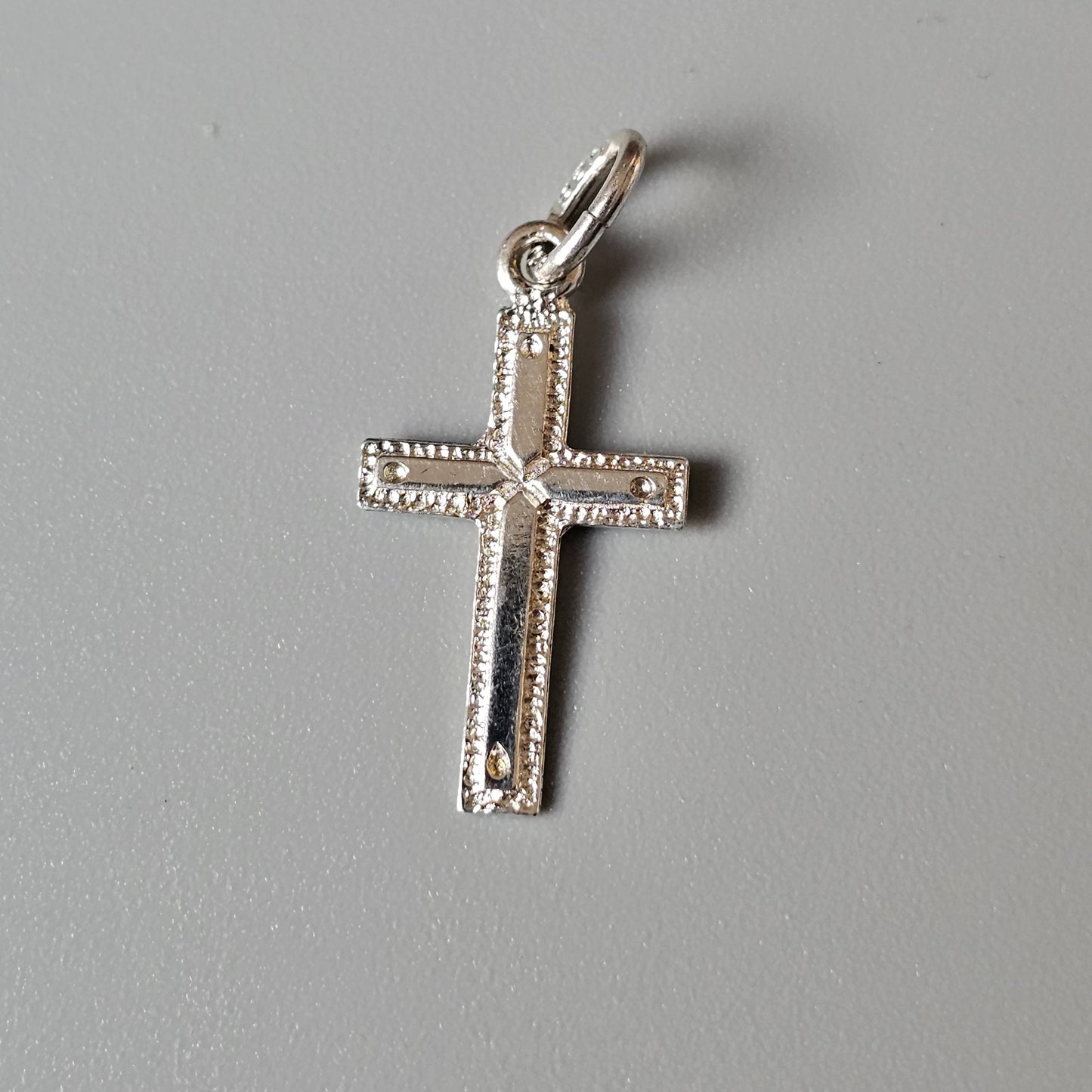 Vintage Finnish Modernist Style 830 Silver Cross Charm Necklace Pendant by Turkukorut Aulin