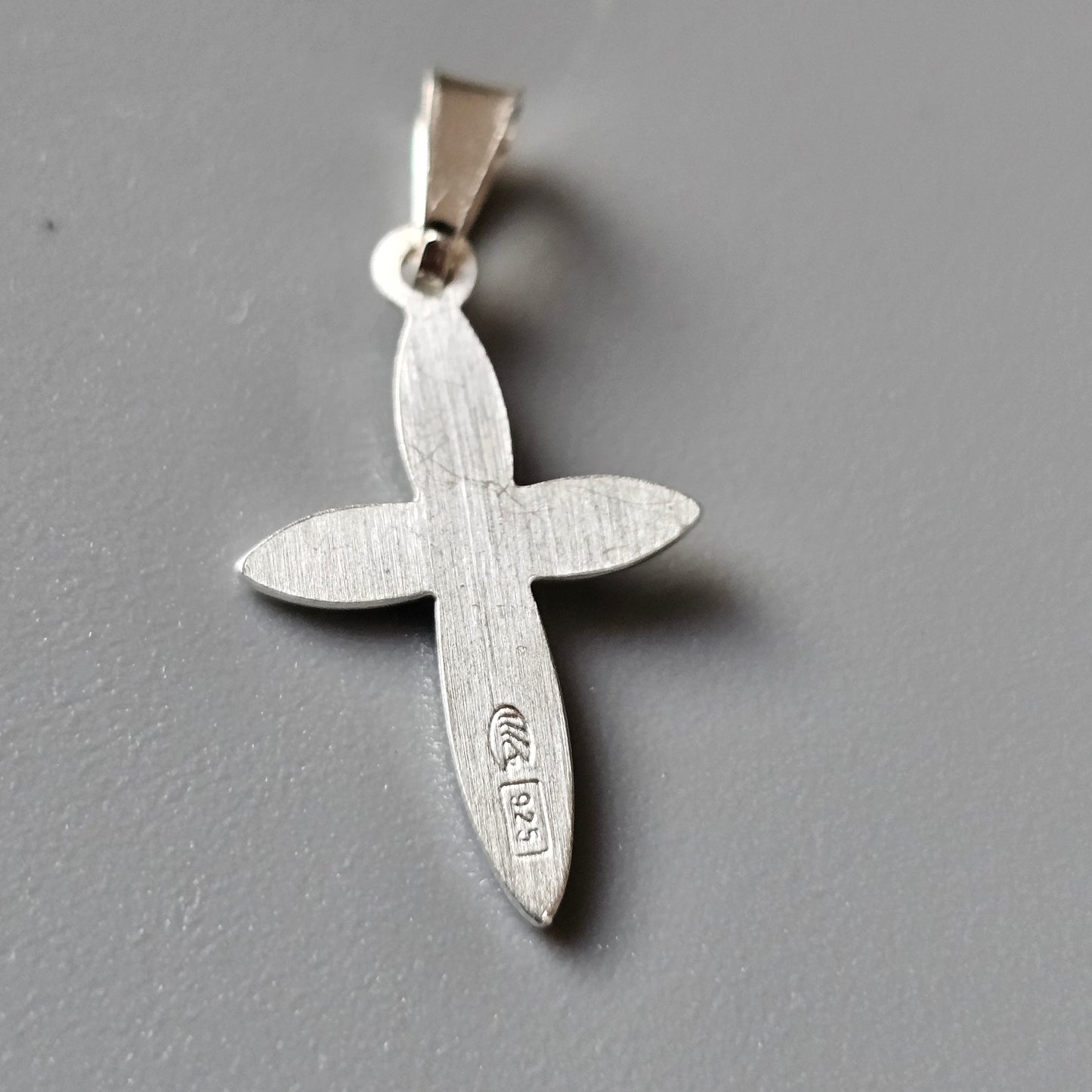 Finnish Diamond Cut Sterling Silver Cross Charm Necklace Pendant