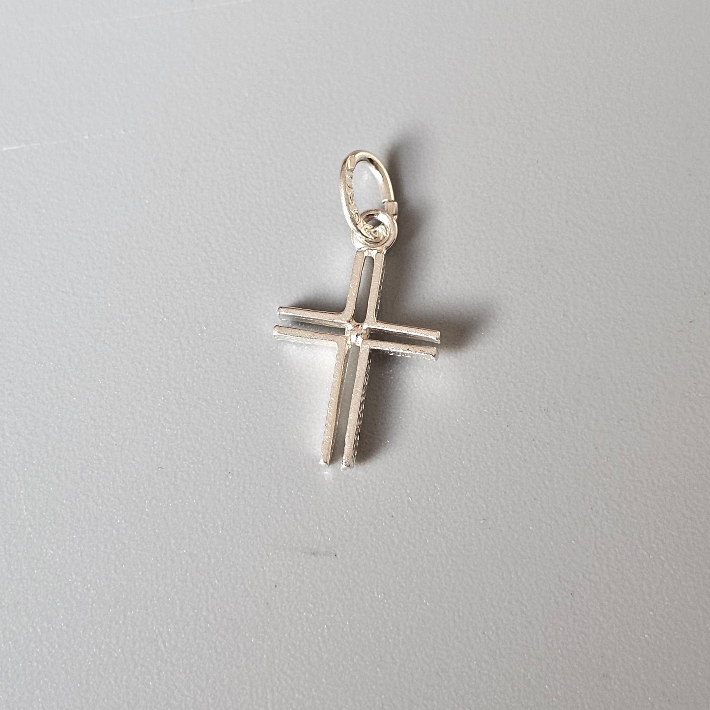 Small Vintage Finnish Modernist Style 830 Silver Cross Charm Necklace Pendant by Turkukorut Aulin