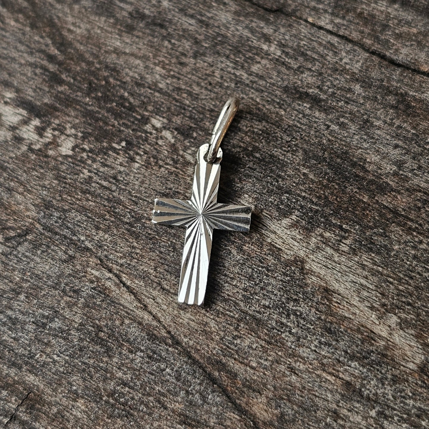 Finnish Diamond Cut Sterling Silver Cross Charm Pendant