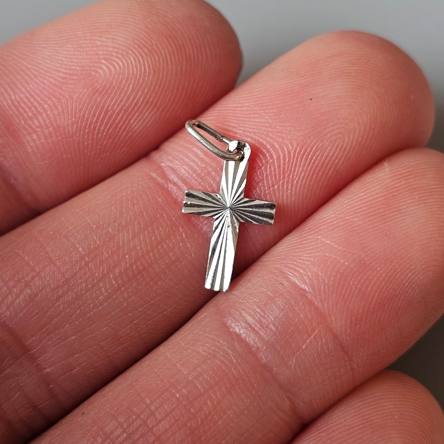 Finnish Diamond Cut Sterling Silver Cross Charm Pendant