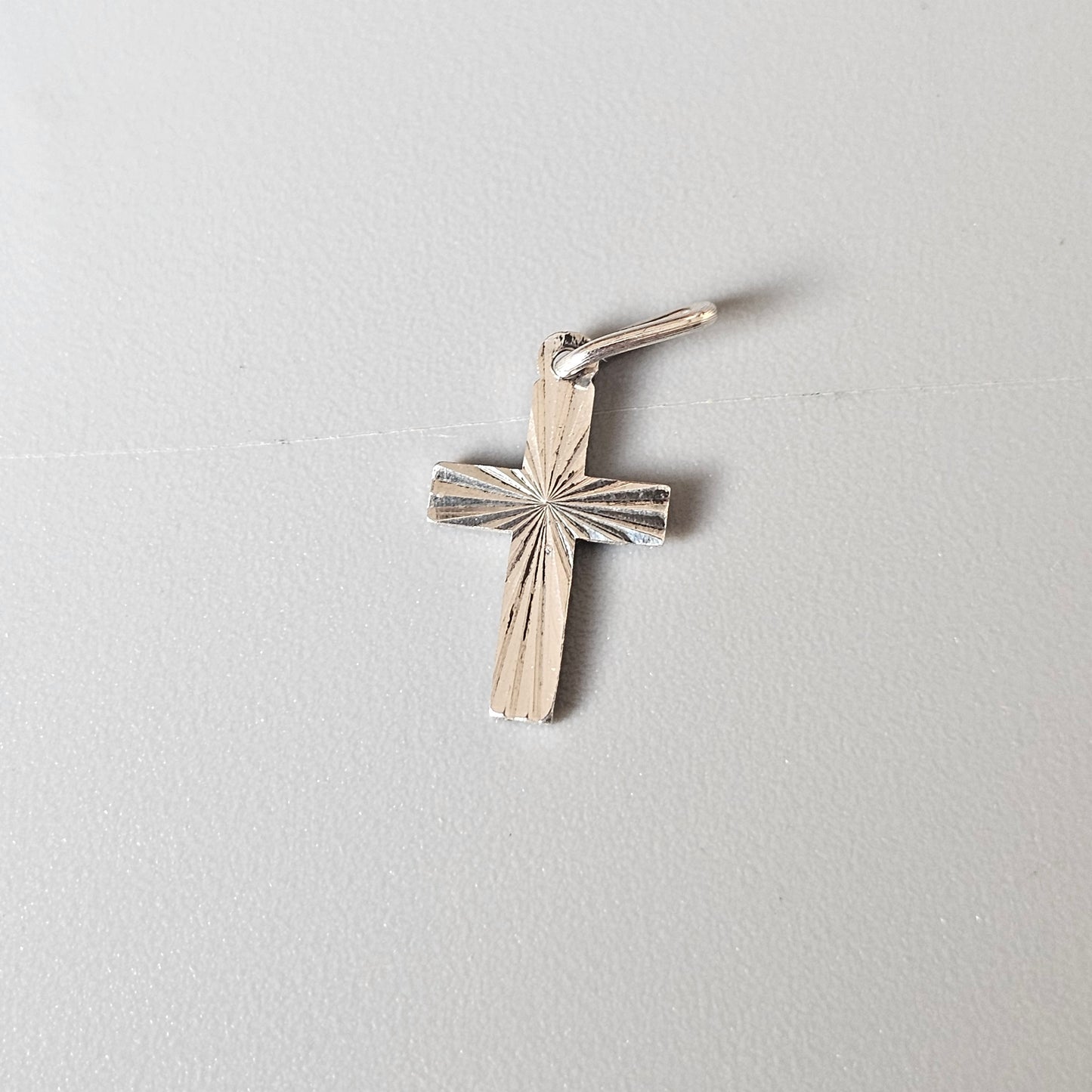 Finnish Diamond Cut Sterling Silver Cross Charm Pendant