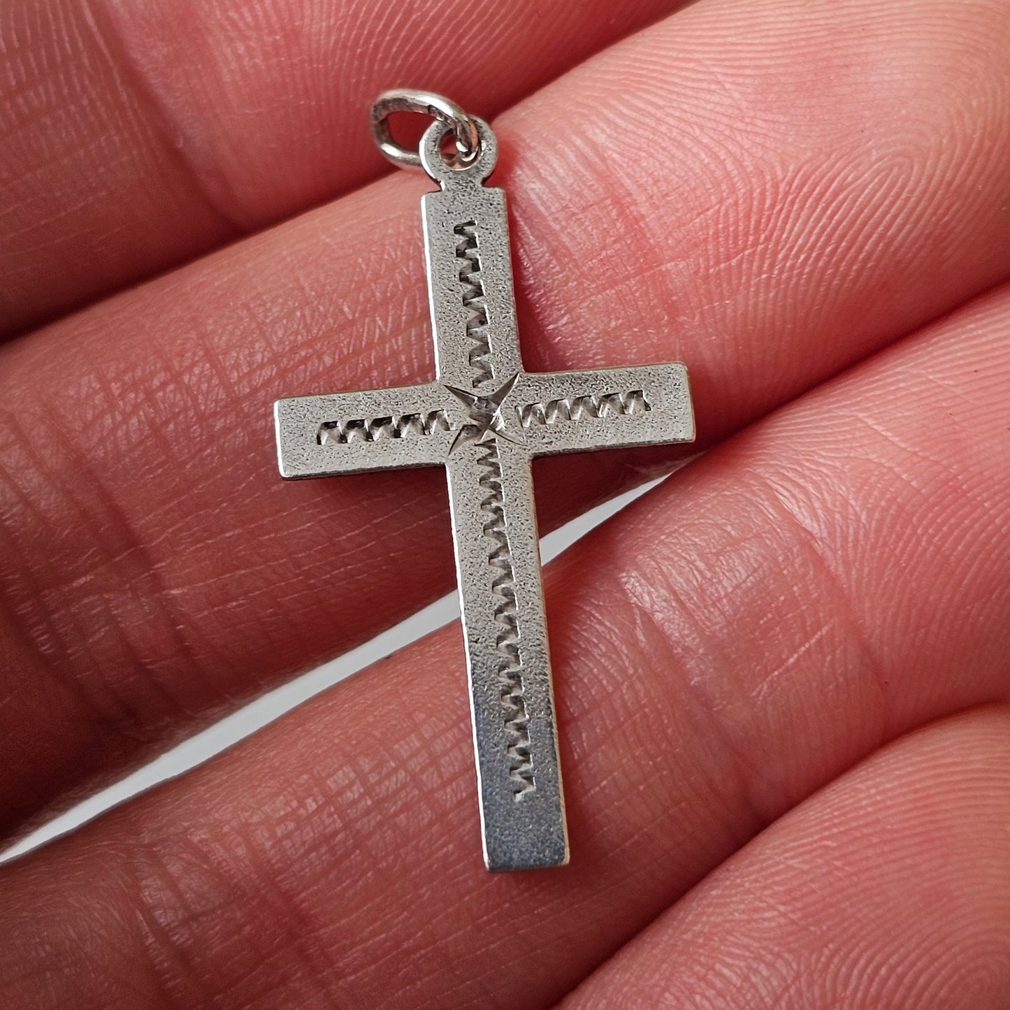 Vintage 1960s 70s Finnish Silver Cross Necklace Pendant