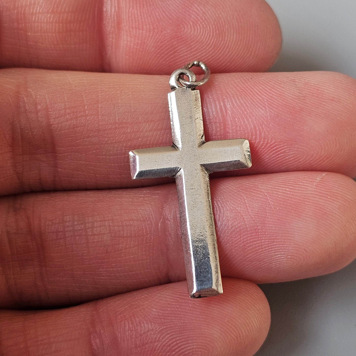 Vintage 1940s Finnish Art Deco Style Silver Cross Necklace Pendant 1941