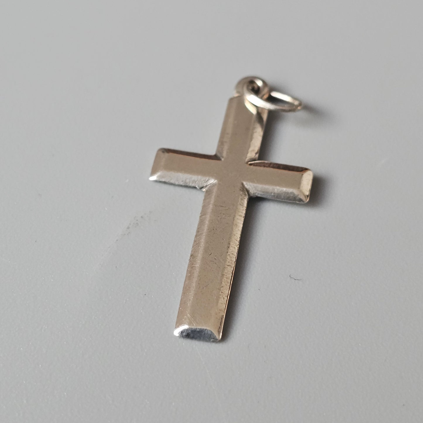 Vintage 1940s Finnish Art Deco Style Silver Cross Necklace Pendant 1941