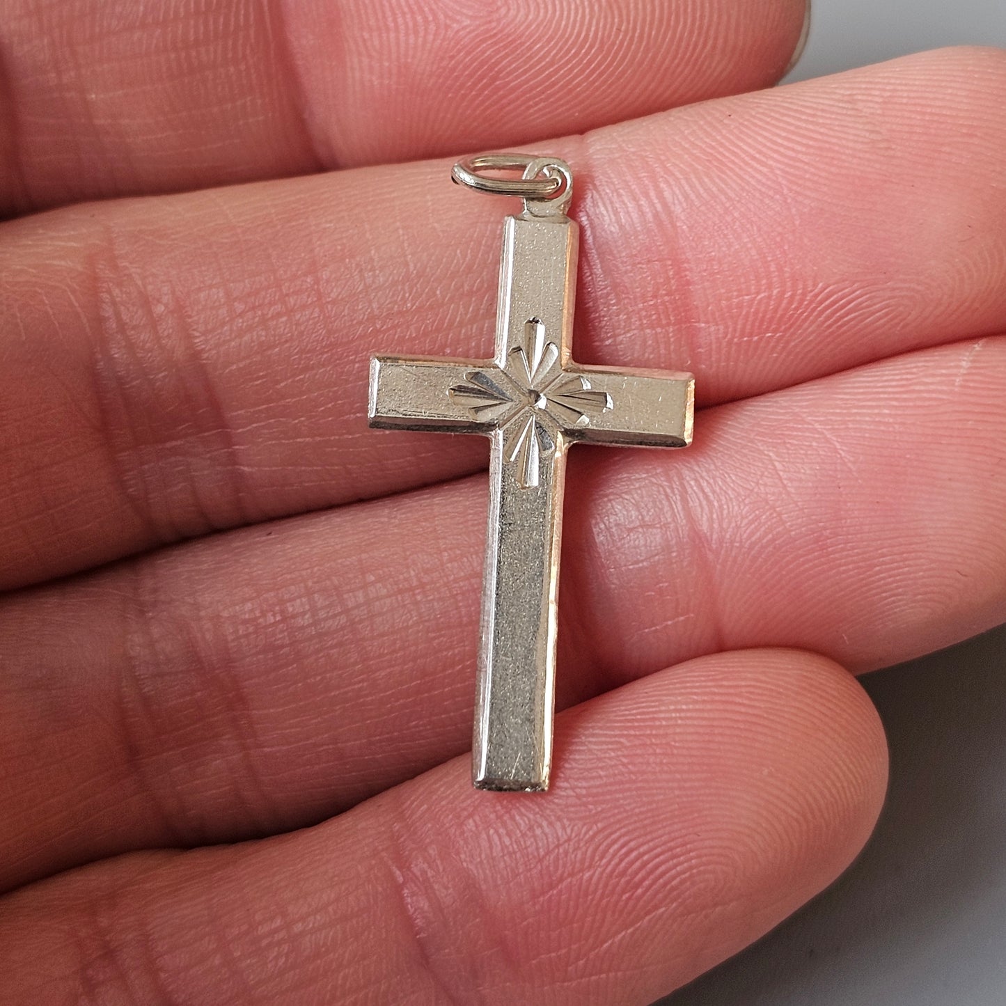 Vintage 1930s Finnish Art Deco Style Silver Cross Necklace Pendant 1937