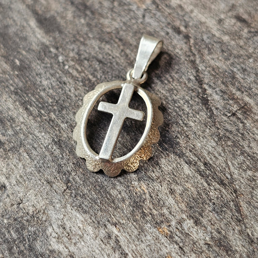 Vintage Finnish Sterling Silver Cross Charm Necklace Pendant