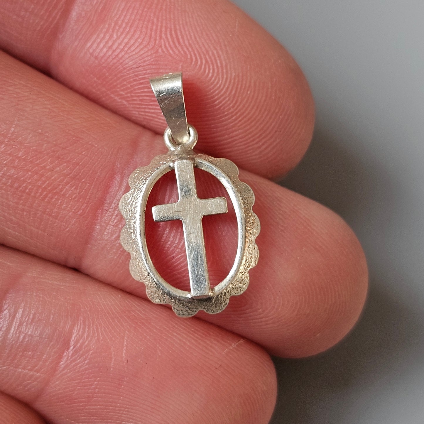 Vintage Finnish Sterling Silver Cross Charm Necklace Pendant