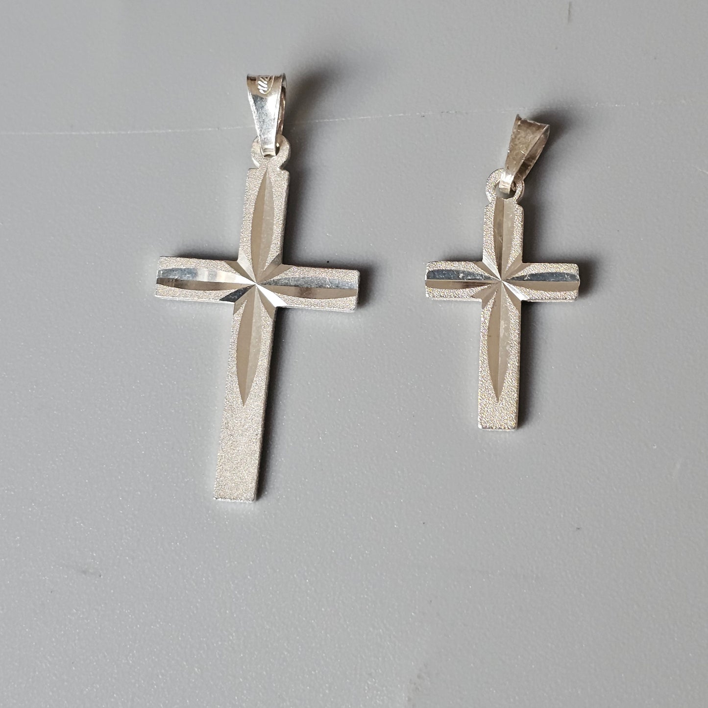 Finnish Diamond Cut Sterling Silver Cross Charm Pendant (Two Different Sizes)