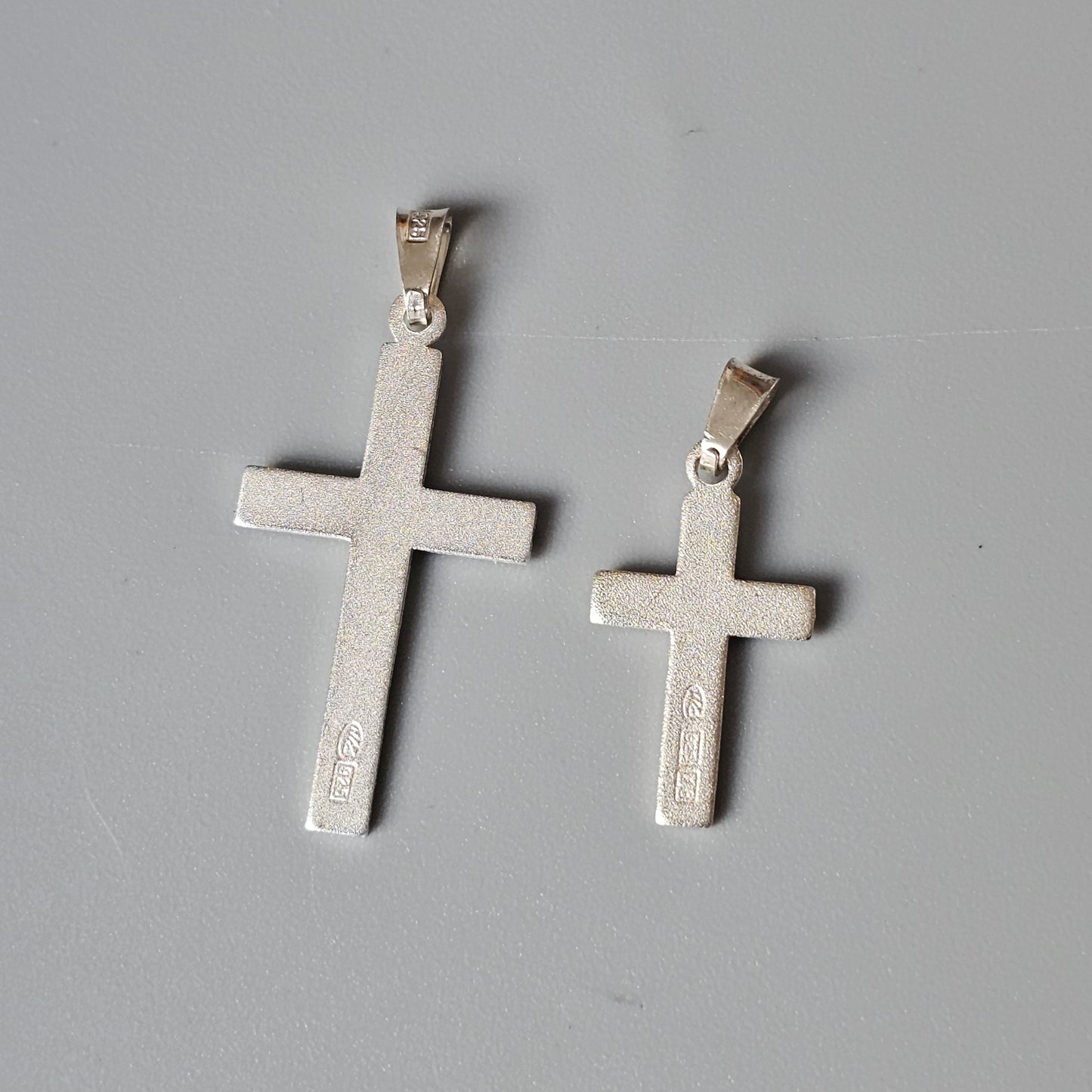 Finnish Diamond Cut Sterling Silver Cross Charm Pendant (Two Different Sizes)