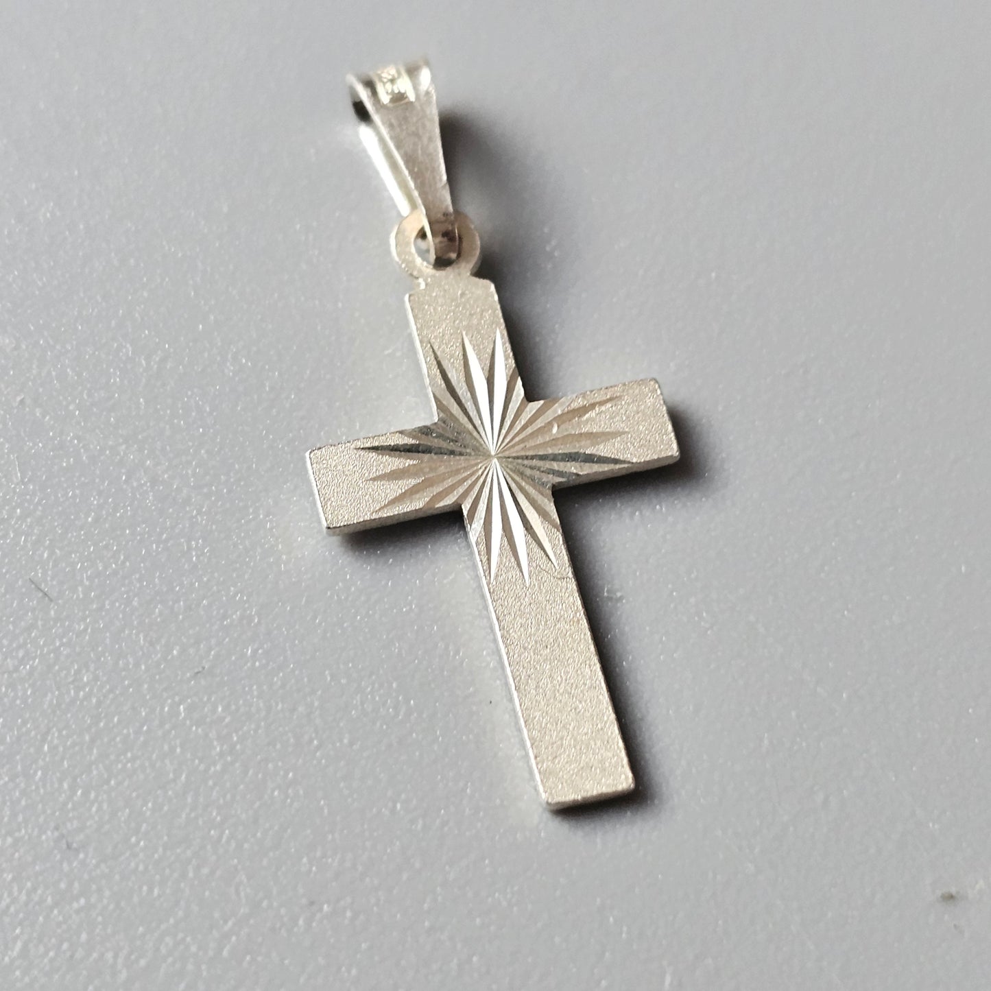 Finnish Diamond Cut Sterling Silver Cross Charm Necklace Pendant