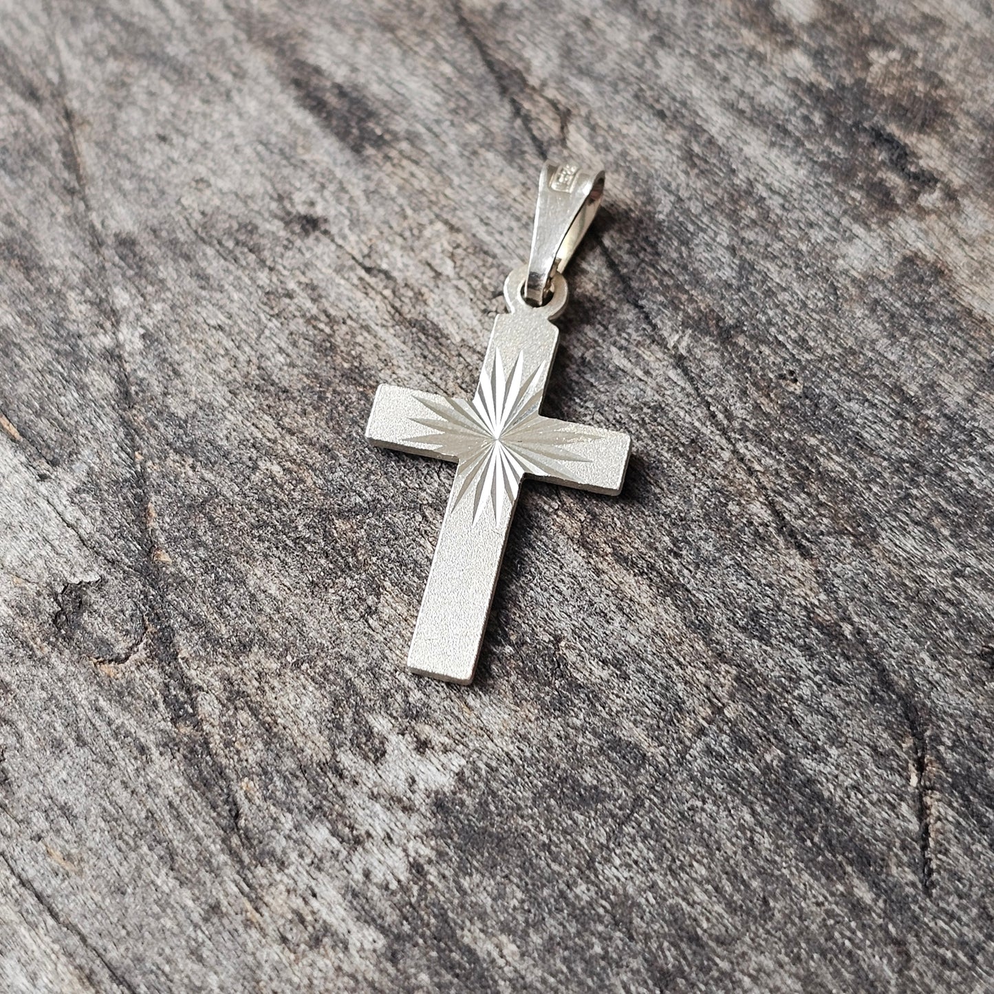 Finnish Diamond Cut Sterling Silver Cross Charm Necklace Pendant