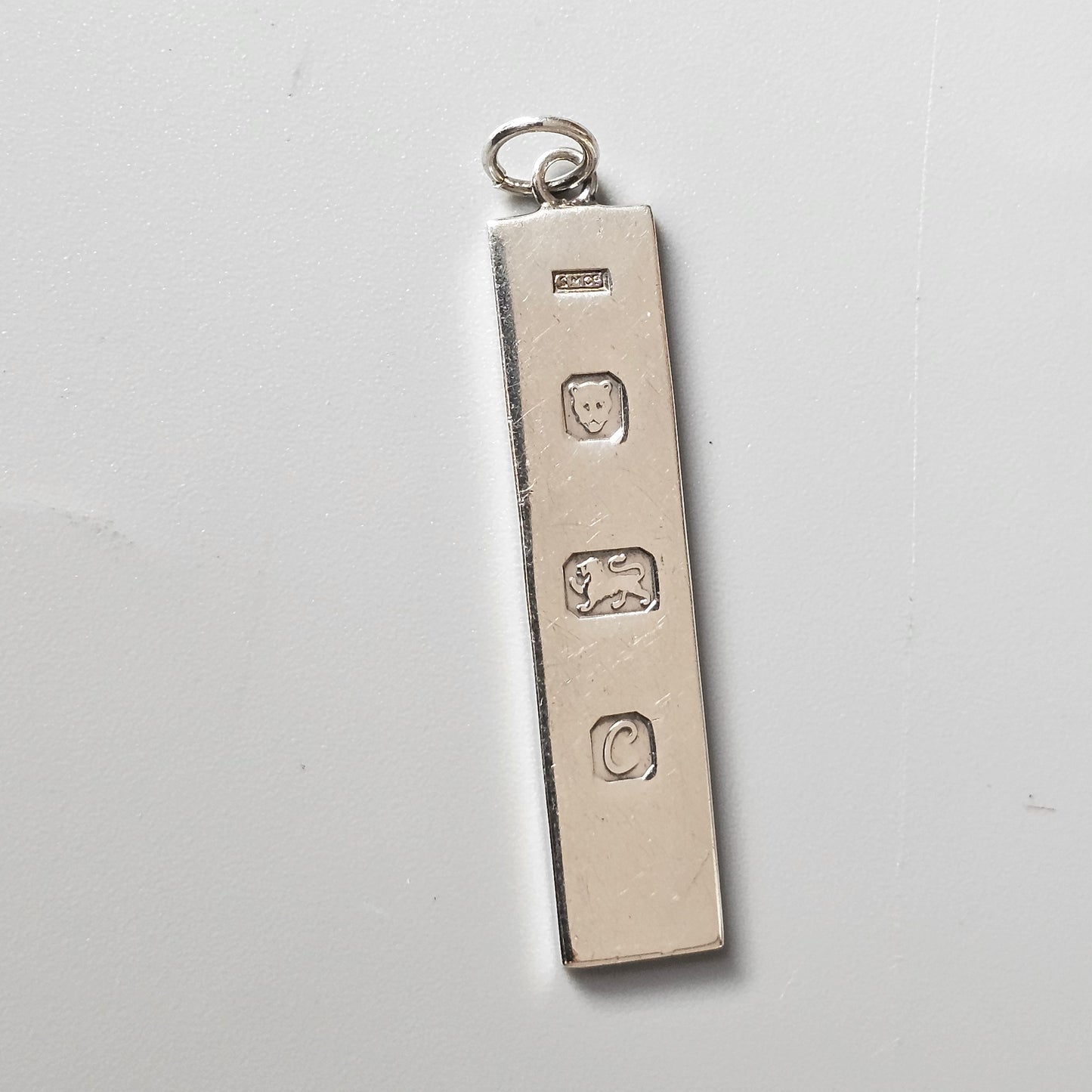 Hallmarked Vintage 1970s Sterling Silver Ingot Style Necklace Pendant 1977 - Silver Jubilee of Elizabeth II