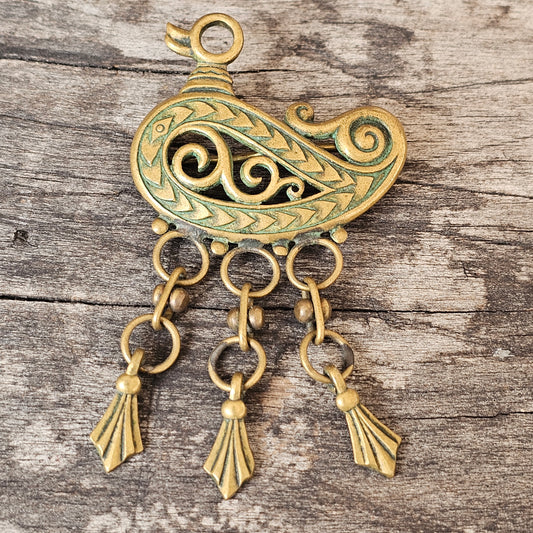 Finnish Ancient Style Vintage 1930s 1940s Dangly Duck Brooch by Ato-Koru