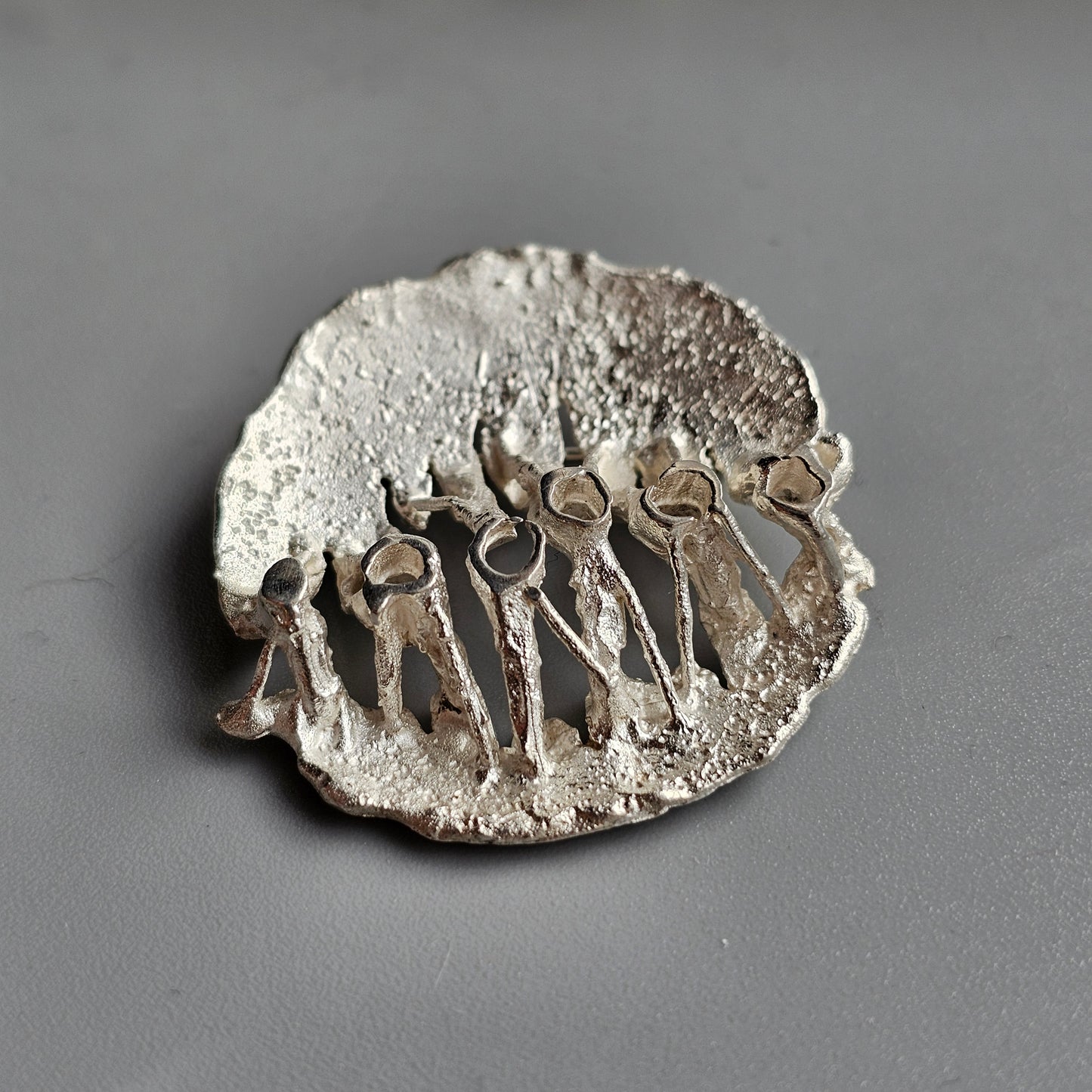 1970s Scandinavian Silver Brooch — Brutalist Textured Art Jewelry Finland 1970
