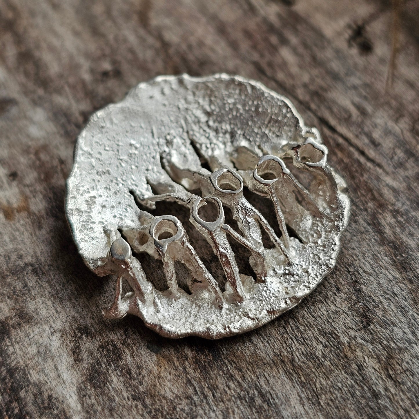 1970s Scandinavian Silver Brooch — Brutalist Textured Art Jewelry Finland 1970