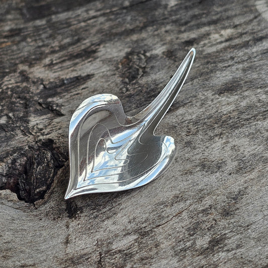 Vintage Modernist 1960s Danish Sterling Silver Leaf Brooch